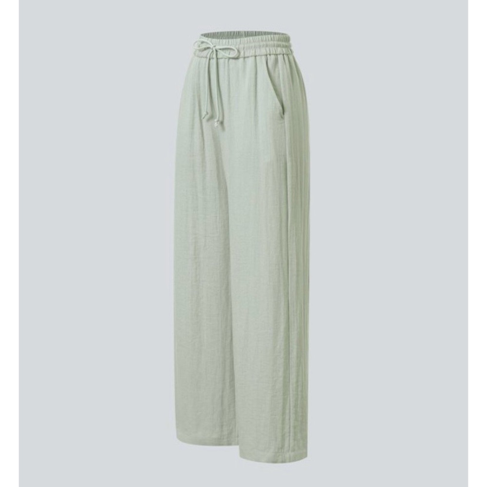 Halara Women's Sage Green Wide-Leg Pants - Picture 5 of 6